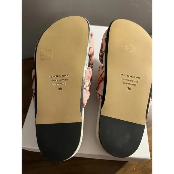 $475 Isabel Marant Women Pink Holden Velvet Tie Dye Suede Slide Sandals Sz 36/6